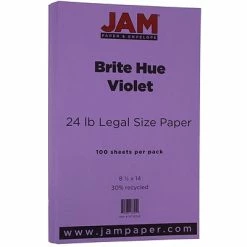 Promo 🥰 JAM Paper® Smooth Colored Paper, 24 Lbs., 8.5" X 14", Violet Purple Recycled, 100 Sheets/Pack (16728248) 🧨