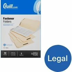 New ⭐ Quill Brand® Heavy-Duty Reinforced 1/3-Cut Assorted 2-Fastener File Folders, Legal, Manila, 50/Box (733152) ❤️