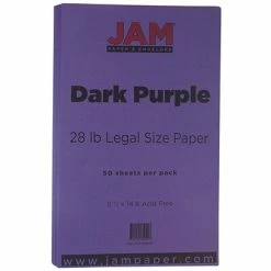Deals 👍 JAM Paper Matte Colored Paper, 28 Lbs., 8.5" X 14", Dark Purple, 50 Sheets/Pack (64429561) 👍