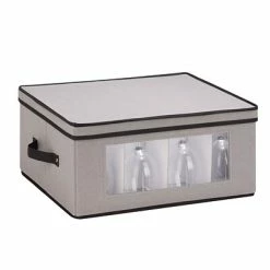 New 🔔 Honey-Can-Do Storage Accessories Honey Can Do Dinnerware Storage Box, 18.5" X 14" X 8.5", Gray Canvas (SFT-05379) ❤️ -legal paper Store unnamed file 1138