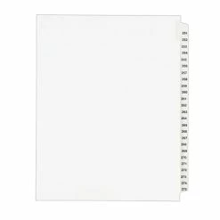 Wholesale 🎁 Binder Accessories Avery Style Legal Numeric 251 - 275 Tab Paper Dividers, 25 Tabs, White (01340) 🔥