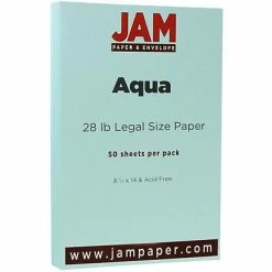 Top 10 👏 JAM Paper Matte Colored Paper, 28 Lbs., 8.5" X 14", Aqua Blue, 50 Sheets/Pack (16729307) 💯