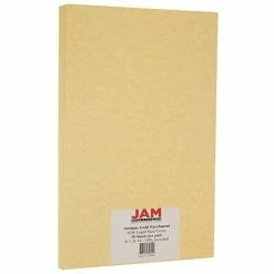 Promo 🌟 Jam® Cardstock Paper JAM Paper Parchment 65 Lb. Cardstock Paper, 8.5" X 14", Antique Gold Yellow, 50 Sheets/Pack (17128864) 💯
