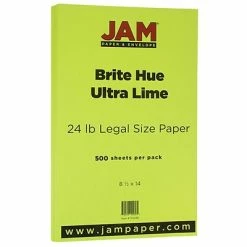 Hot Sale 🔔 JAM Paper® Smooth Colored Paper, 24 Lbs., 8.5" X 14", Ultra Lime Green, 500 Sheets/Ream (0151048B) 👍