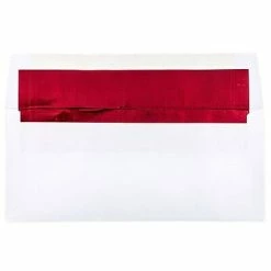 New 🛒 Envelopes JAM Paper Open End #10 Business Envelope, 4 1/8" X 9 1/2", White And Red, 50/Pack (95140I) 😉