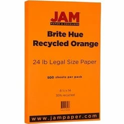 Cheap 👍 JAM Paper® Smooth Colored Paper, 24 Lbs., 8.5" X 14", Orange Recycled, 500 Sheets/Ream (103689B) 🤩