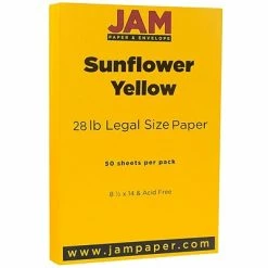 Best Sale 🌟 JAM Paper Matte Colored Paper, 28 Lbs., 8.5" X 14", Sunflower Yellow, 50 Sheets/Pack (16729346) 🌟