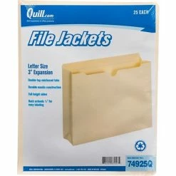 Buy ⌛ File Pockets & Jackets Quill Brand® File Jacket, 3" Expansion, Letter Size, Manila, 25/Pack (74925Q) 😀