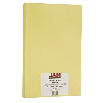 Top 10 😉 Jam® Cardstock Paper JAM Paper Vellum Bristol 67 Lb. Cardstock Paper, 8.5" X 14", Yellow, 50 Sheets/Pack (16928440) 😉 3 Top 10 😉 Jam® Cardstock Paper JAM Paper Vellum Bristol 67 Lb. Cardstock Paper, 8.5" X 14", Yellow, 50 Sheets/Pack (16928440) 😉