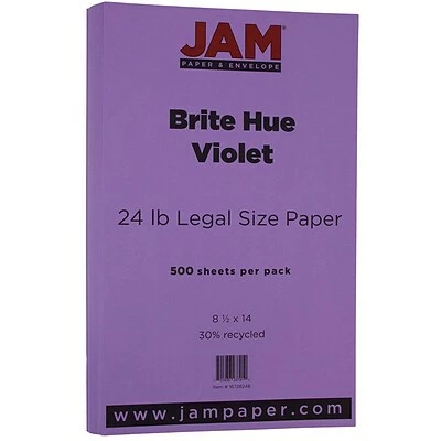 New ⭐ JAM Paper® Smooth Colored Paper, 24 Lbs., 8.5 X 14, Violet Purple Recycled, 500 Sheets/Ream (16728248B) ✔️ 3 New ⭐ JAM Paper® Smooth Colored Paper, 24 Lbs., 8.5 X 14, Violet Purple Recycled, 500 Sheets/Ream (16728248B) ✔️