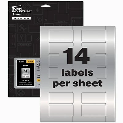 Promo 🎁 Avery PermaTrack Metallic Laser Asset Tags, 1-1/4" X 2-3/4", Silver, 14 Labels/Sheet, 8 Sheets/Pack (61528) 🎁 4 Promo 🎁 Avery PermaTrack Metallic Laser Asset Tags, 1-1/4" X 2-3/4", Silver, 14 Labels/Sheet, 8 Sheets/Pack (61528) 🎁 - Image 2