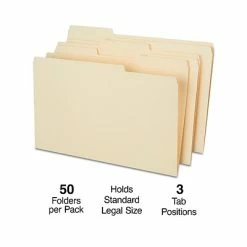 Cheap ⌛ Staples Heavyweight File Folders, 1/3 Cut, Legal Size, Manila, 50/Box (TR18362) ✨