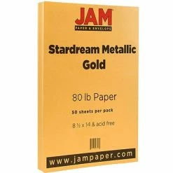 Promo 👍 Jam® Cardstock Paper JAM Paper 80 Lb. Paper, 8.5" X 14", Gold, 50 Sheets/Pack (17326988) 🎉