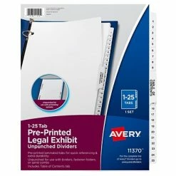 Best Pirce 🔔 Binder Accessories Avery Legal Exhibit Numeric Dividers, 26-Tab, Clear (11370) ⌛
