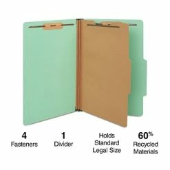 Brand new 😍 Classification Folders Staples Pressboard Classification Folder, 1-Divider, 1.75" Expansion, Legal Size, Light Green, 20/Box (TR614418/614418) 🎁