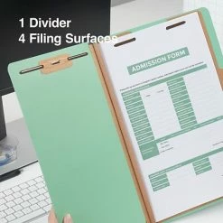 Brand new 😍 Classification Folders Staples Pressboard Classification Folder, 1-Divider, 1.75" Expansion, Legal Size, Light Green, 20/Box (TR614418/614418) 🎁 -legal paper Store unnamed file 1894