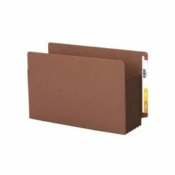 Promo 🧨 File Pockets & Jackets Smead End Tab Pocket, Reinforced Straight-Cut Tab, 5.25 Expansion, XL Legal, Redrope With Dark Brown Gusset, 10/Box (74691) ❤️