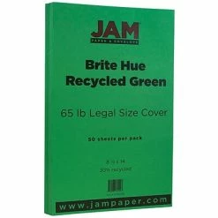 Deals 🔥 Jam® Cardstock Paper JAM Paper® 8 1/2" X 14" Legal Size Recycled Cardstock, Brite Hue Green, 50/Pack (16730936) ✔️