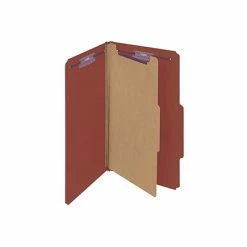 New ❤️ Smead Pressboard Classification Folders With SafeSHIELD Fasteners, 2" Expansion, Legal Size, 1 Divider, Red, 10/Box (18775) ⭐