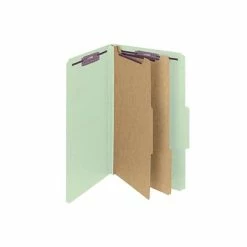 Brand new 👍 Smead Pressboard Classification Folders With SafeSHIELD Fasteners, Legal Size, 2 Dividers, Gray/Green, 10/Box (19076) 👏