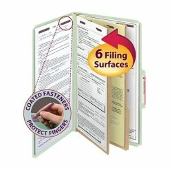 Brand new 👍 Smead Pressboard Classification Folders With SafeSHIELD Fasteners, Legal Size, 2 Dividers, Gray/Green, 10/Box (19076) 👏 -legal paper Store unnamed file 2250