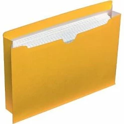 Best Pirce 👏 File Pockets & Jackets Quill Brand® Reinforced File Jacket, 2" Expansion, Legal Size, Yellow, 50/Box (74950YW) 🤩