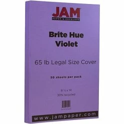 Outlet 😍 Jam® Cardstock Paper JAM Paper® 8 1/2" X 14" Legal Size Recycled Cardstock, Brite Hue Violet Purple, 50/Pack (16730933) ⌛