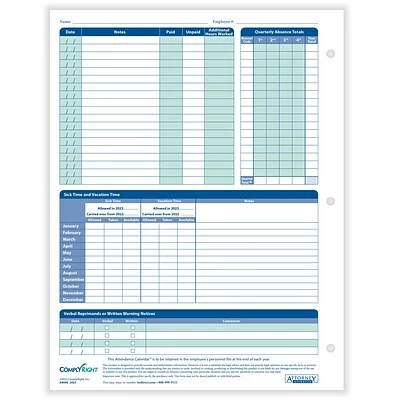 New 🧨 ComplyRight™ Attendance Tracker ComplyRight 2023 Attendance Calendar Card, White, Pack Of 25 (A4000W25) 🔥 5 New 🧨 ComplyRight™ Attendance Tracker ComplyRight 2023 Attendance Calendar Card, White, Pack Of 25 (A4000W25) 🔥 - Image 3