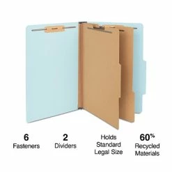 Best Pirce 💯 Classification Folders Staples Pressboard Classification Folder, 2-Dividers, 2.5" Expansion, Legal Size, Light Blue, 20/Box (TR614440/614440) 🧨
