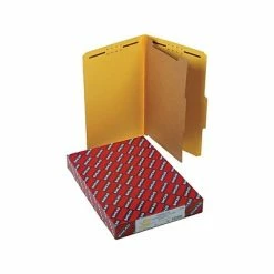 Best Sale 🎁 Smead Pressboard Classification Folders With SafeSHIELD Fasteners, 2" Expansion, Legal Size, 1 Divider, Yellow, 10/Box (18734) ⭐ -legal paper Store unnamed file 2483