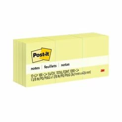 Promo 🔥 Post-it® & Sticky Notes Post-it® Notes, 1 3/8" X 1 7/8", Canary Yellow, 100 Sheets/Pad, 12 Pads/Pack (653-YW) 🔥