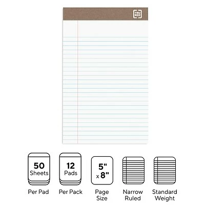 Outlet 💯 Staples® Ruled Pads TRU RED™ Notepad, 5" X 8", Narrow Ruled, White, 50 Sheets/Pad, Dozen Pads/Pack (TR58181) 🛒 4 Outlet 💯 Staples® Ruled Pads TRU RED™ Notepad, 5" X 8", Narrow Ruled, White, 50 Sheets/Pad, Dozen Pads/Pack (TR58181) 🛒 - Image 2