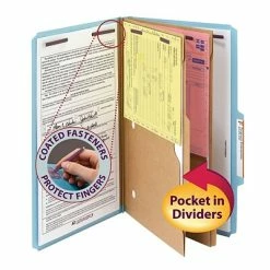 New 🤩 Smead Pressboard Classification Folders With SafeSHIELD Fasteners, 2" Expansion, Legal Size, Blue, 10/Box (19081) 🌟 -legal paper Store unnamed file 2683
