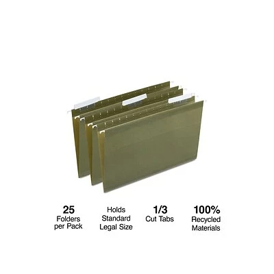 Buy 🧨 Quill Brand® Premium Reinforced 100% Recycled Hanging File Folders, 1/3-Cut, Legal Size, Green, 25/Box (76313P) 🎉 3 Buy 🧨 Quill Brand® Premium Reinforced 100% Recycled Hanging File Folders, 1/3-Cut, Legal Size, Green, 25/Box (76313P) 🎉