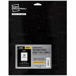 Hot Sale 🧨 Avery PermaTrack Destructible Laser Asset Tags, 1-1/4" X 2-3/4", White, 14 Labels/Sheet, 8 Sheets/Pack (60537) 🔥