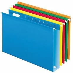 New 🤩 Hanging File Folders Pendaflex Reinforced Recycled Hanging File Folder, 2" Expansion, 5-Tab Tab, Legal Size, Assorted Colors, 25/Box 🥰
