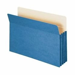 Hot Sale 😉 File Pockets & Jackets Smead 10% Recycled Reinforced File Pocket, 3 1/2" Expansion, Legal Size, Blue, 25/Box (74225BX) 🌟