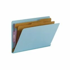 New 😍 Smead End Tab Pressboard Classification Folders With SafeSHIELD Fasteners, Legal Size, Blue, 10/Box (29781) ❤️