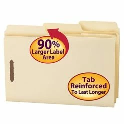 New 🥰 File Folders Smead SuperTab® Heavyweight Manila Fastener Folder, Reinforced 1/3-Cut Tab, Guide Height, Legal Size, 50 Per Box (19545) 💯 -legal paper Store unnamed file 3040