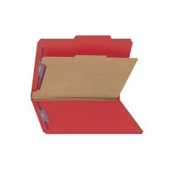 Brand new 🥰 Smead Pressboard Classification Folders With SafeSHIELD Fasteners, Legal Size, 1 Divider, Bright Red, 10/Box (18731) 🧨 -legal paper Store unnamed file 3151