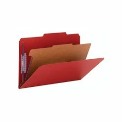 Brand new 🥰 Smead Pressboard Classification Folders With SafeSHIELD Fasteners, Legal Size, 1 Divider, Bright Red, 10/Box (18731) 🧨 -legal paper Store unnamed file 3152