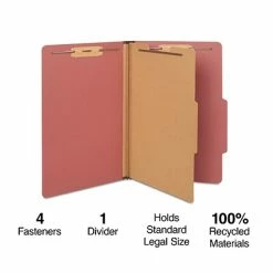 Best Sale 💯 Classification Folders Staples Pressboard Classification Folder, 1-Divider, 1.75" Expansion, Legal Size, Brick Red, 20/Box (TR614436/614436) 😉