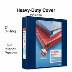 Brand new ✔️ Staples Binders Heavy Duty 2" 3 Ring View Binder With D-Rings, Navy Blue (ST56270-CC) 👍