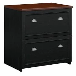 Flash Sale 😀 Lateral Files Bush Furniture Fairview Lateral File Cabinet, Antique Black/Hansen Cherry (WC53981-03) 🔥
