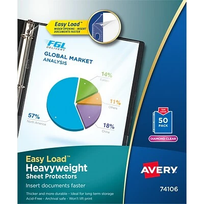 Cheap ⭐ Avery® Sheet Protectors Avery Easy Load Heavyweight Sheet Protectors, 8.5" X 11", Diamond Clear, 50/Box (74106) 🔥 1 Cheap ⭐ Avery® Sheet Protectors Avery Easy Load Heavyweight Sheet Protectors, 8.5" X 11", Diamond Clear, 50/Box (74106) 🔥