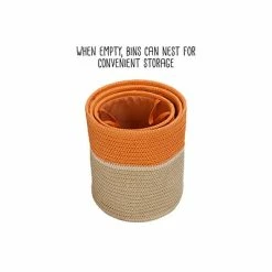 New ❤️ Decorative Baskets, Bowls And Boxes Honey-Can-Do Nesting Baskets With Handles, Orange/White, 3/Set (STO-09611) ✔️ -legal paper Store unnamed file 3771