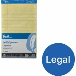 Hot Sale 🌟 Quill Brand® Gold Signature Premium Series Ruled Pads Quill Brand® Gold Signature Premium Series Legal Pad, 8-1/2" X 14", Wide Ruled, Yellow, 50 Sheets/Pad, 12 Pads/Pack (742272) ✔️