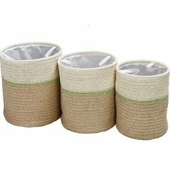 Buy 🛒 Decorative Baskets, Bowls And Boxes Honey-Can-Do Small Nesting Baskets With Handles, Green/White, 3/Set (STO-09534) 🛒
