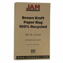 Outlet 🛒 Jam® Kraft Paper Bag Recycled Cardstock JAM Paper 60 Lb. Cardstock Paper, 8.5" X 14", Brown Kraft Paper Bag, 50 Sheets/Pack (463117509) ✔️