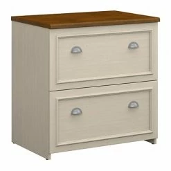 Budget 👍 Lateral Files Bush Furniture Fairview Lateral File Cabinet, Antique White/Tea Maple (WC53281-03) ✔️